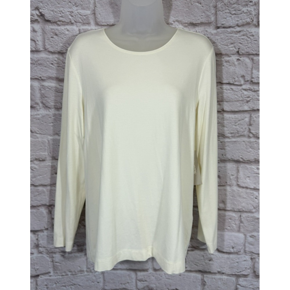CHICOS The Ultimate Tee Shirt 2 Womens L Ivory Ecru Stretchy Layering Top NWT